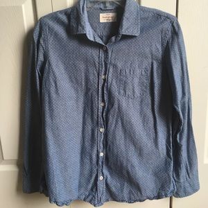 Button down polka dot denim shirt